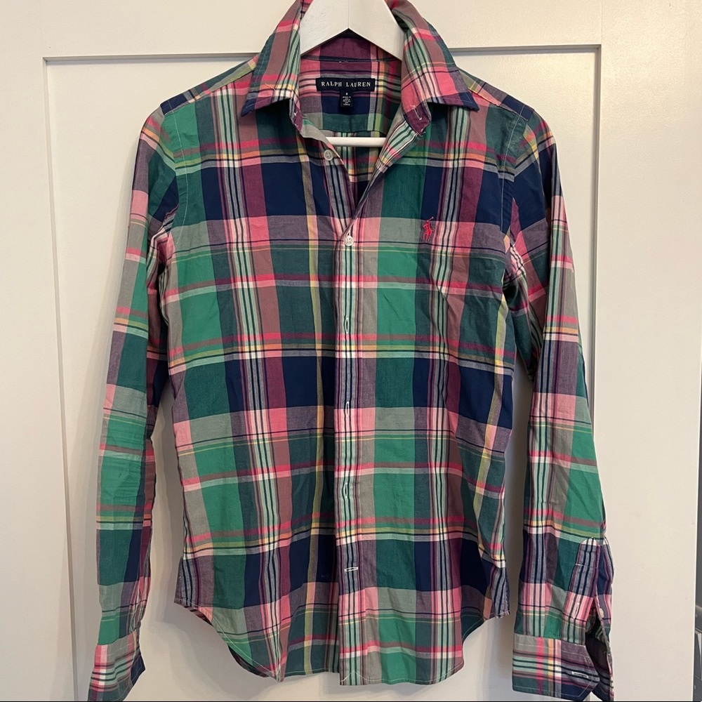 Ralph Lauren Button Down Plaid Shirt Size 8